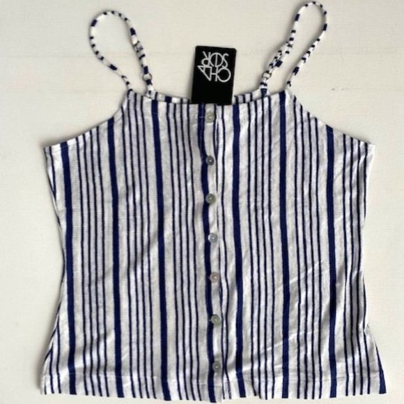Chaser CW7793  Button Front Striped Tank Top - Picture 1 of 1
